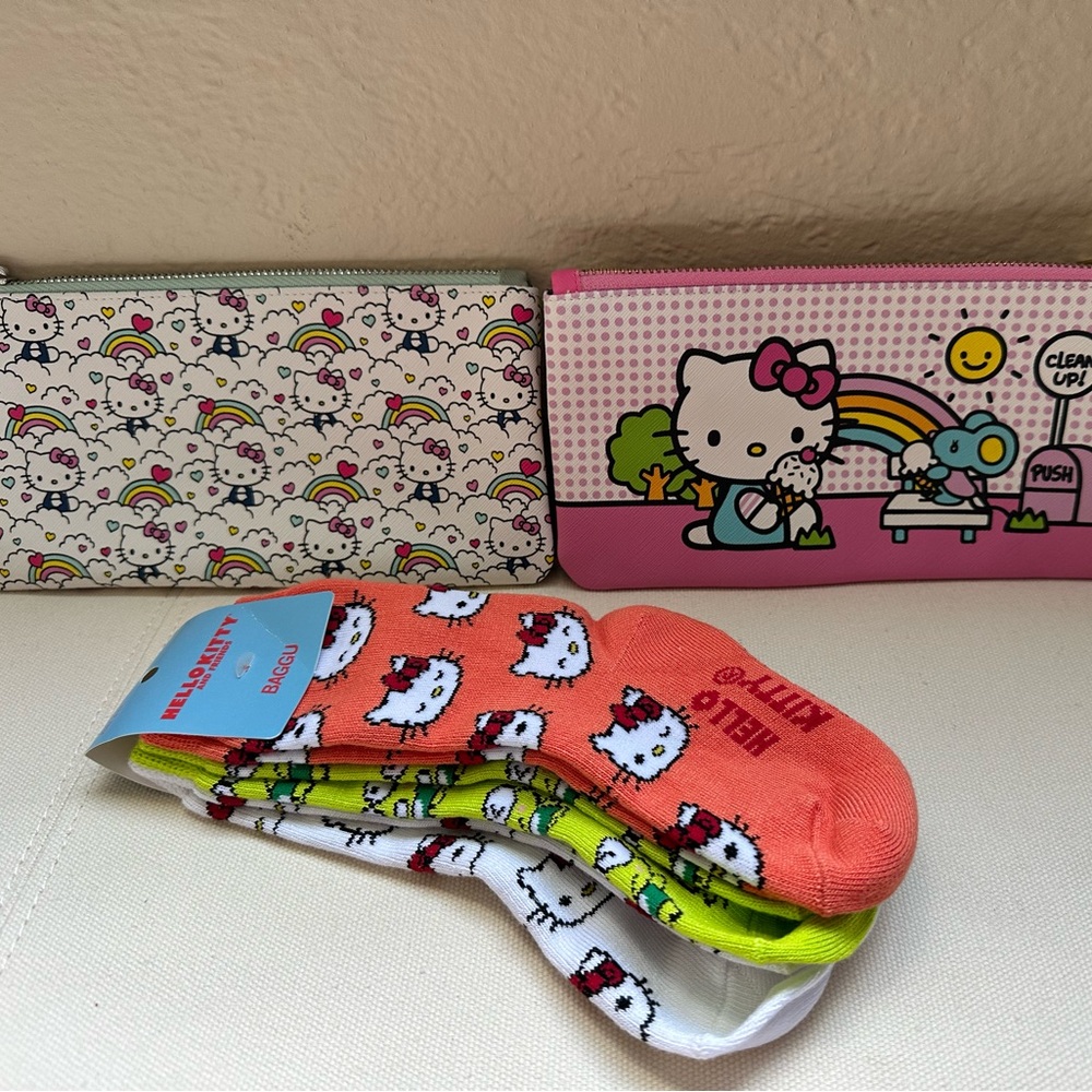 Hello Kitty Kids Socks Set - Orange, Green, White - Picture 1 of 6